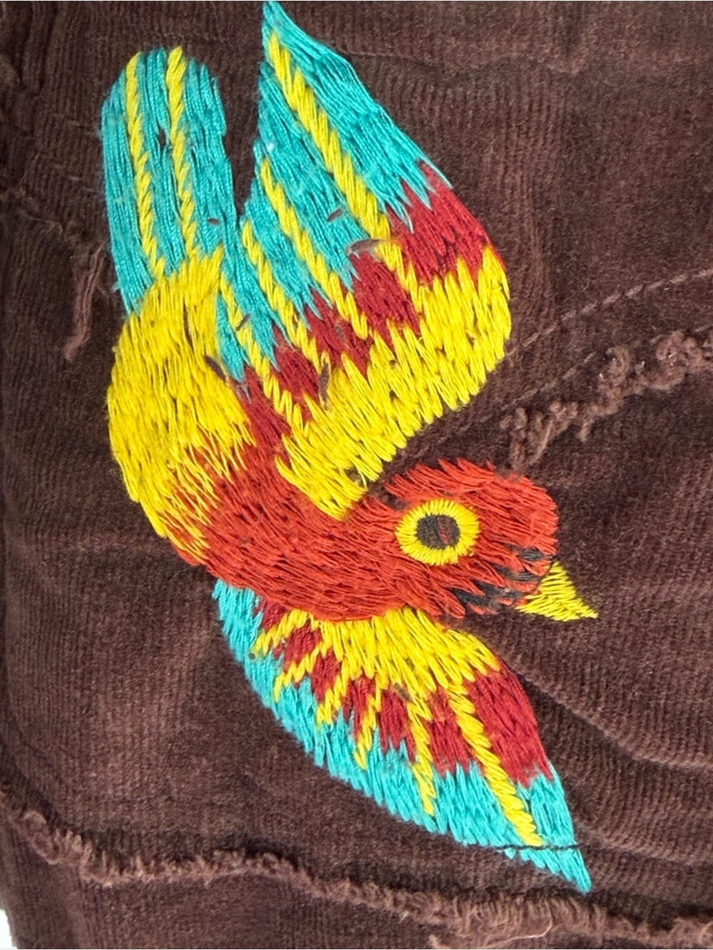 Johnny Was Embroidered Brown Corduroy Jacket with Floral & Bird Motifs Blazer Sm - Picture 4 of 14